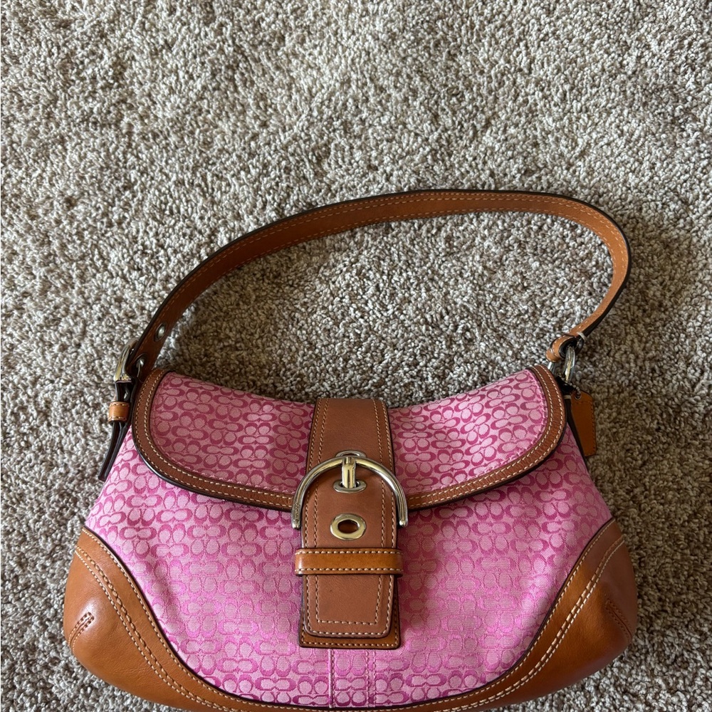 Coach Pink and Brown Soho Shoulder Bag Large